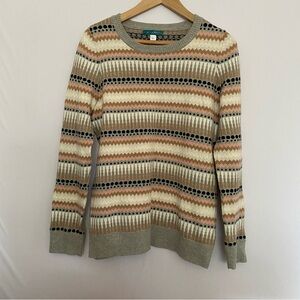 Pim + Larkin Crew Neck Sweater Large Geometric Pattern Stripes Cotton Cozy‎